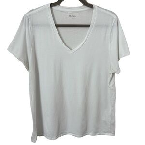 Quince Soft White Classic Basic Minimalist‎ V-Neck T-Shirt X-Large